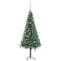 Corner Artificial Christmas Tree LEDs&Ball Set Green 70.9" PVC