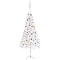 Corner Artificial Christmas Tree LEDs&Ball Set White 82.7" PVC