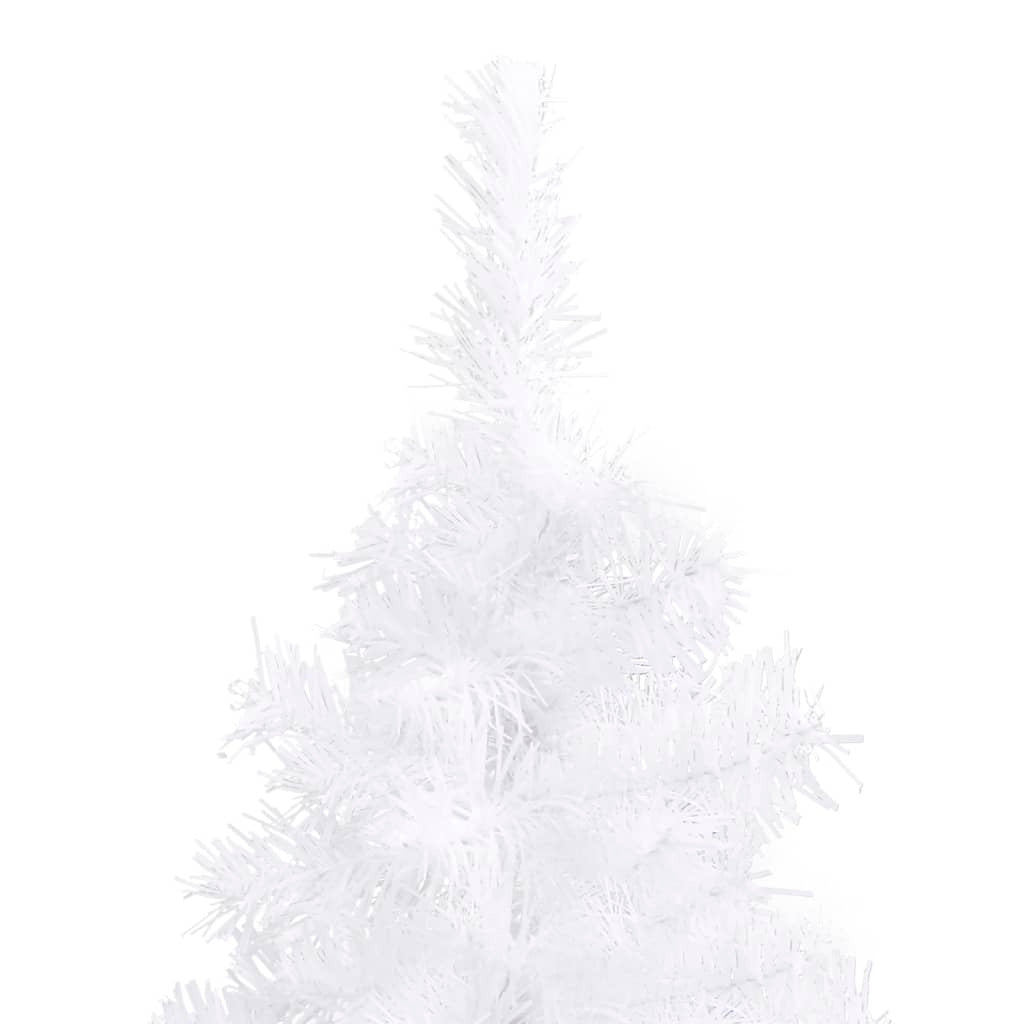 Corner Artificial Christmas Tree LEDs&Ball Set White 82.7" PVC