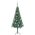 Corner Artificial Christmas Tree LEDs&Ball Set Green 47.2" PVC