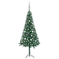Corner Artificial Christmas Tree LEDs&Ball Set Green 59.1" PVC