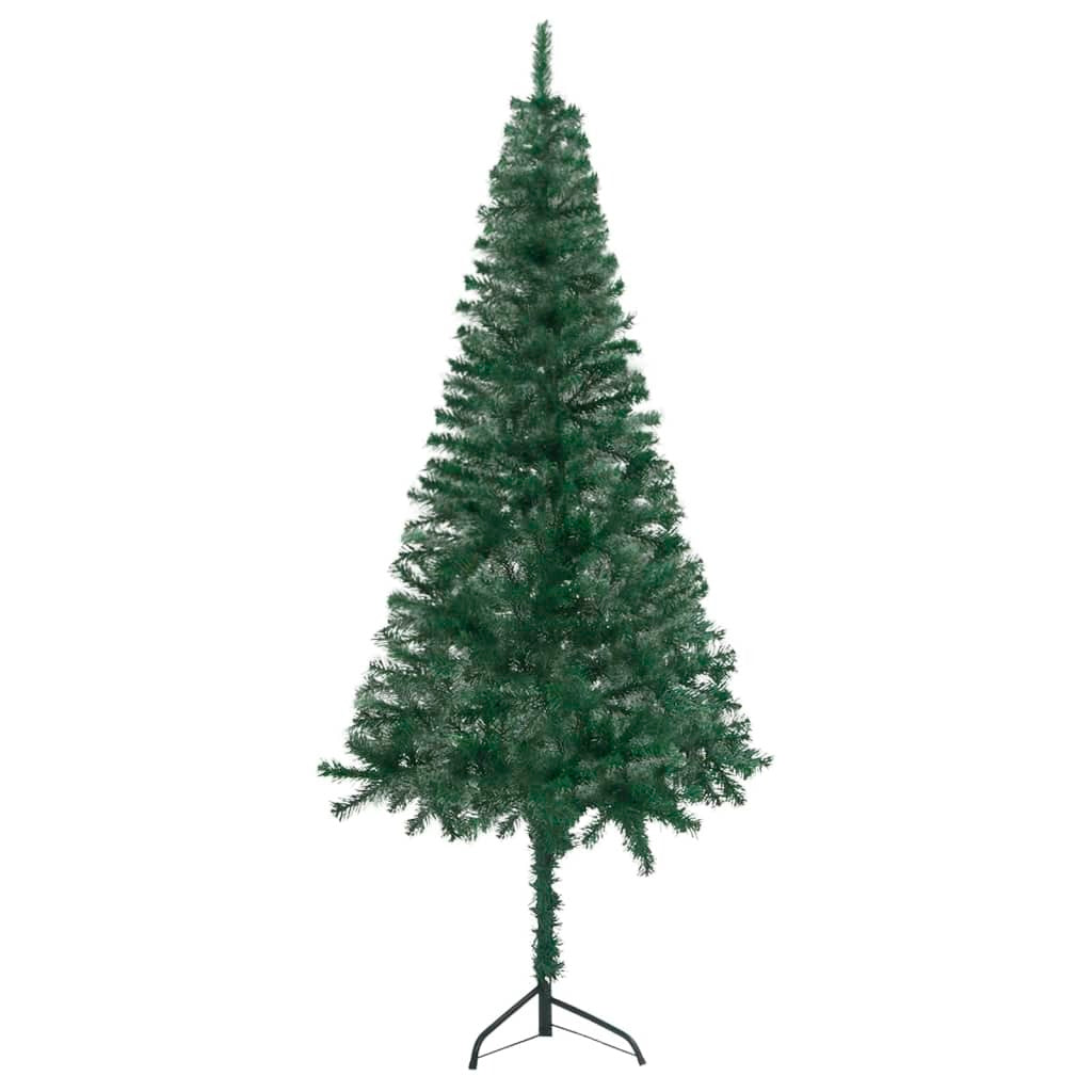 Corner Artificial Christmas Tree LEDs&Ball Set Green 59.1" PVC