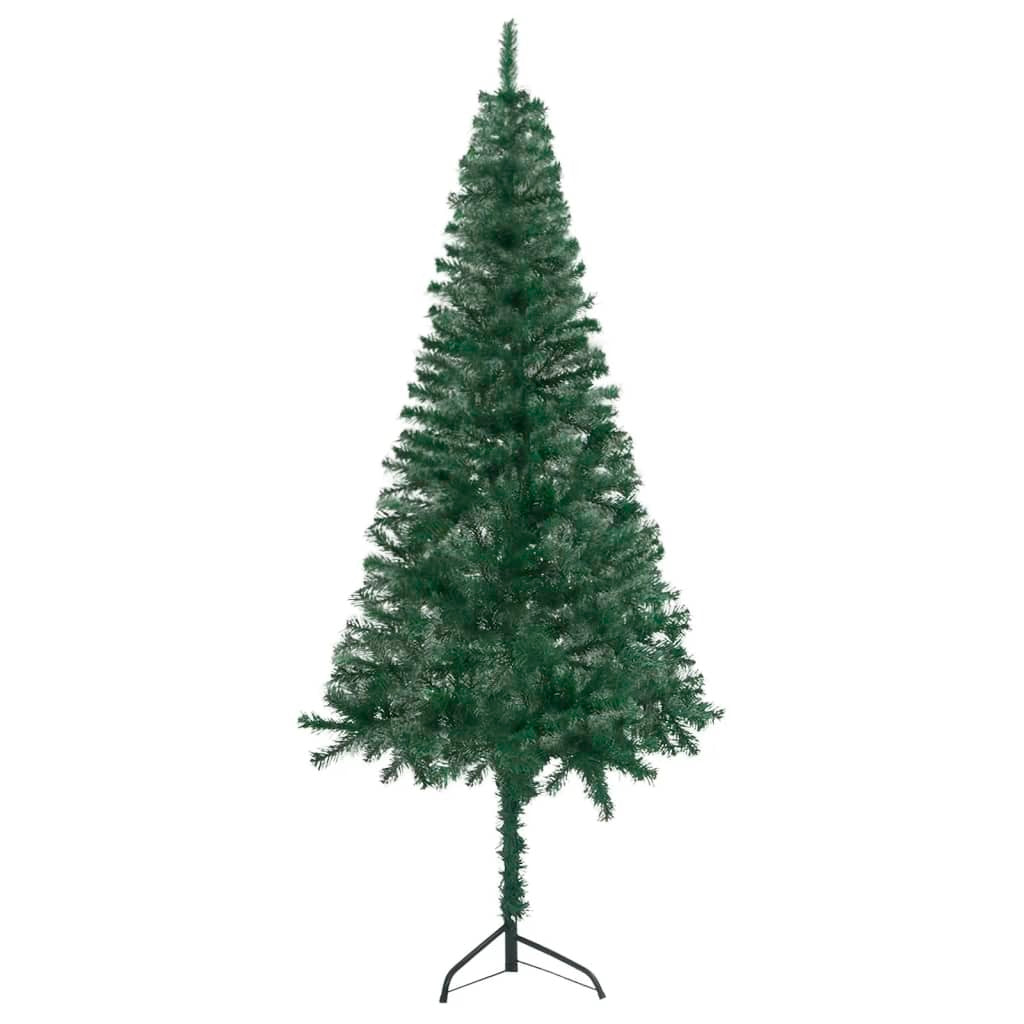 Corner Artificial Christmas Tree LEDs&Ball Set Green 70.9" PVC