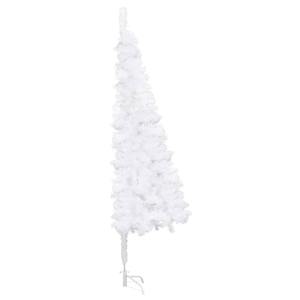 Corner Artificial Christmas Tree LEDs&Ball Set White 82.7" PVC