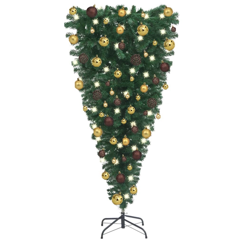Upside-down Artificial Pre-lit Christmas Tree with Ball Set 47.2