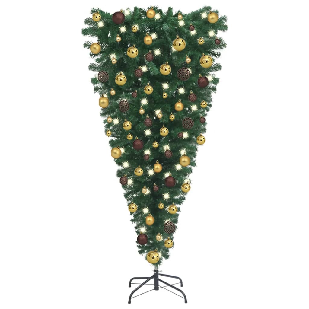 Upside-down Artificial Pre-lit Christmas Tree with Ball Set 59.1