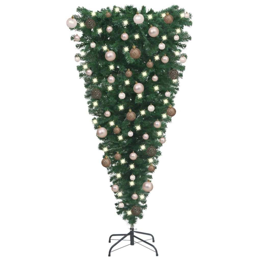 Upside-down Artificial Pre-lit Christmas Tree with Ball Set 47.2