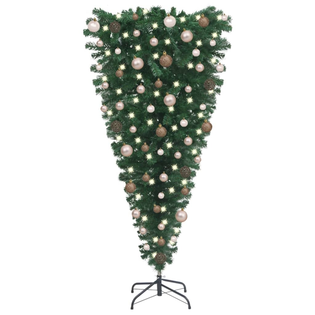Upside-down Artificial Pre-lit Christmas Tree with Ball Set 59.1