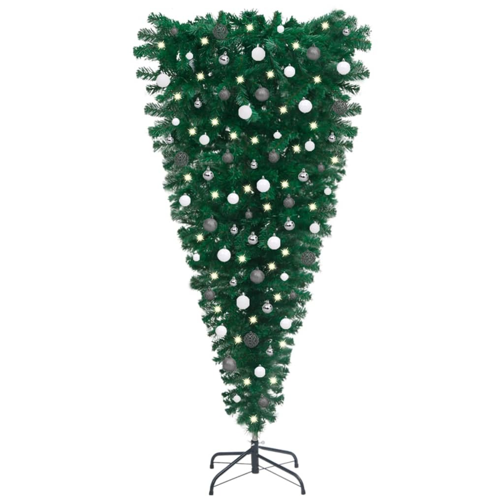 Upside-down Artificial Pre-lit Christmas Tree with Ball Set 59.1