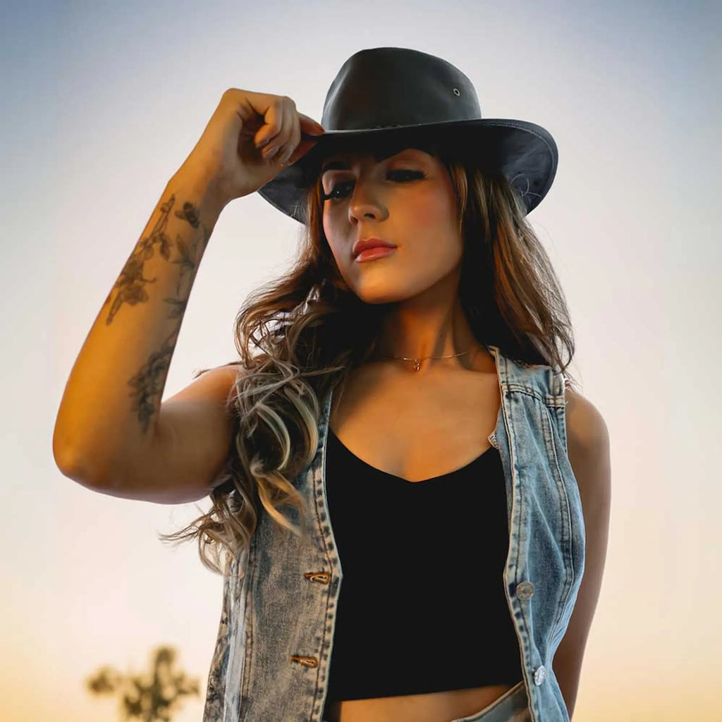 9231.00 - Crushable Leather Cowboy Hat