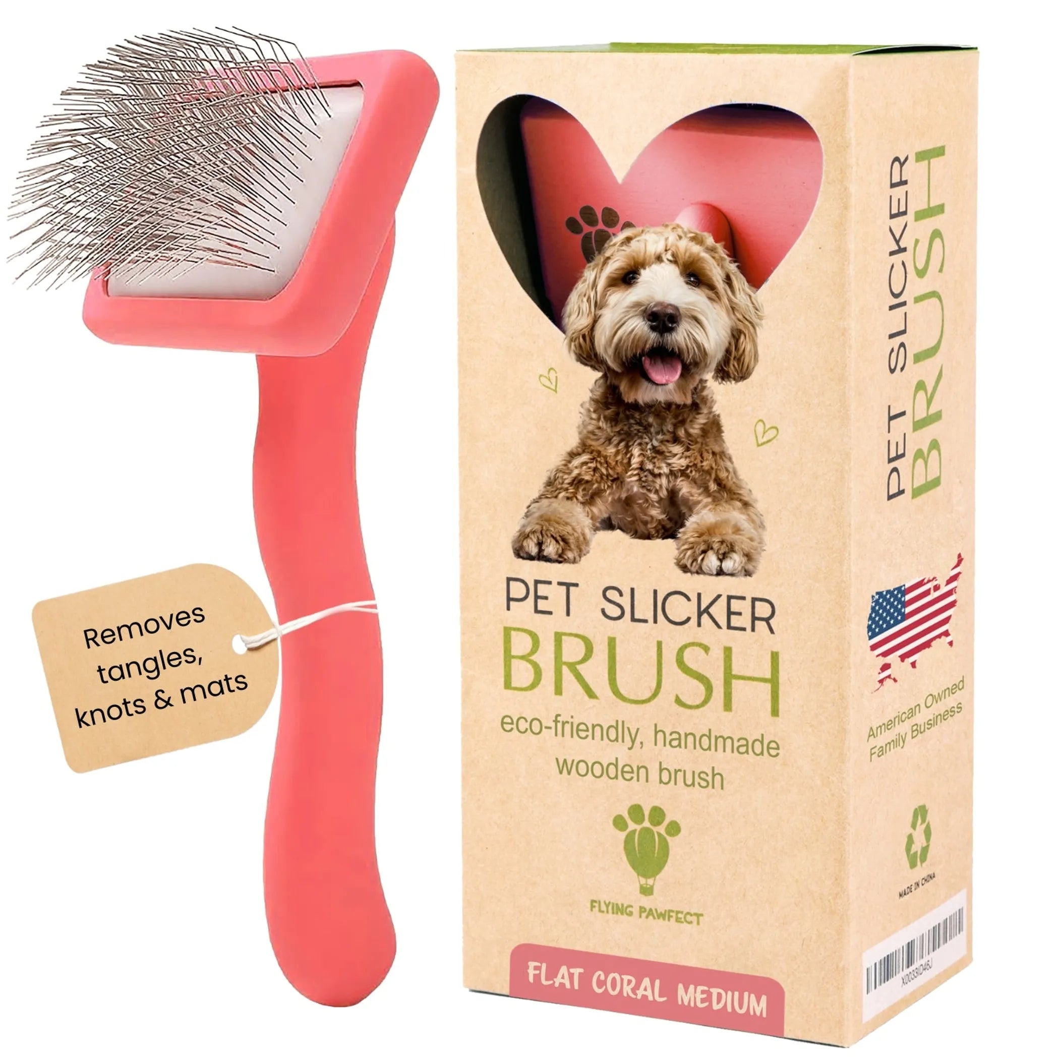 Flat Coral Large Pet Slicker Brush