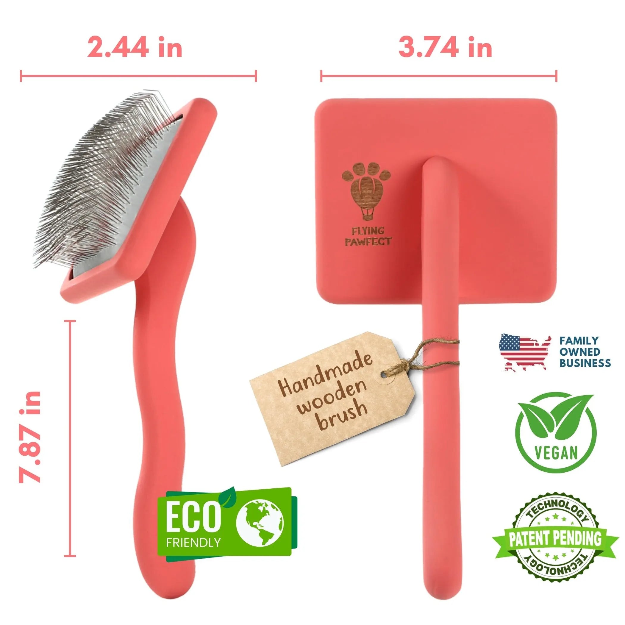 Flat Coral Large Pet Slicker Brush