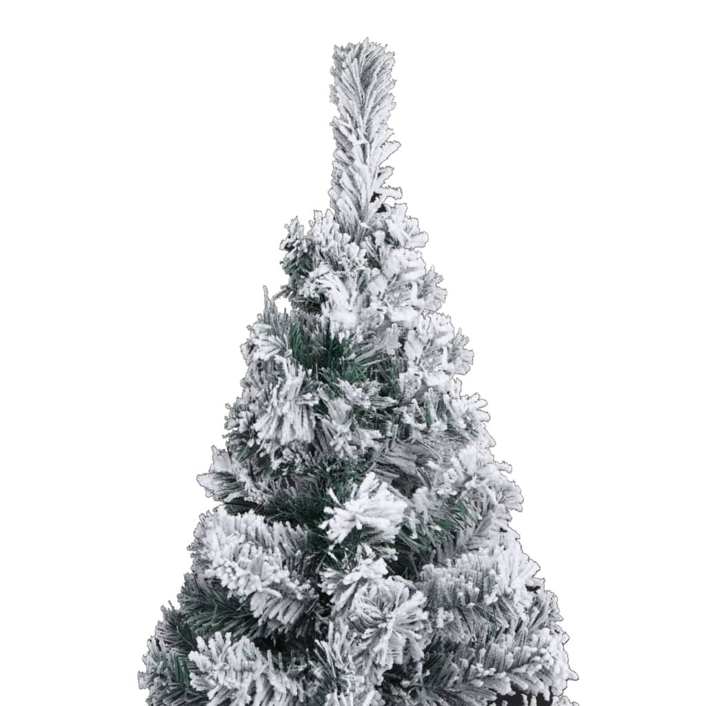 Slim Artificial Christmas Tree with Flocked Snow Green 5 ft PVC