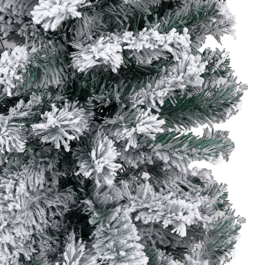 Slim Artificial Christmas Tree with Flocked Snow Green 5 ft PVC