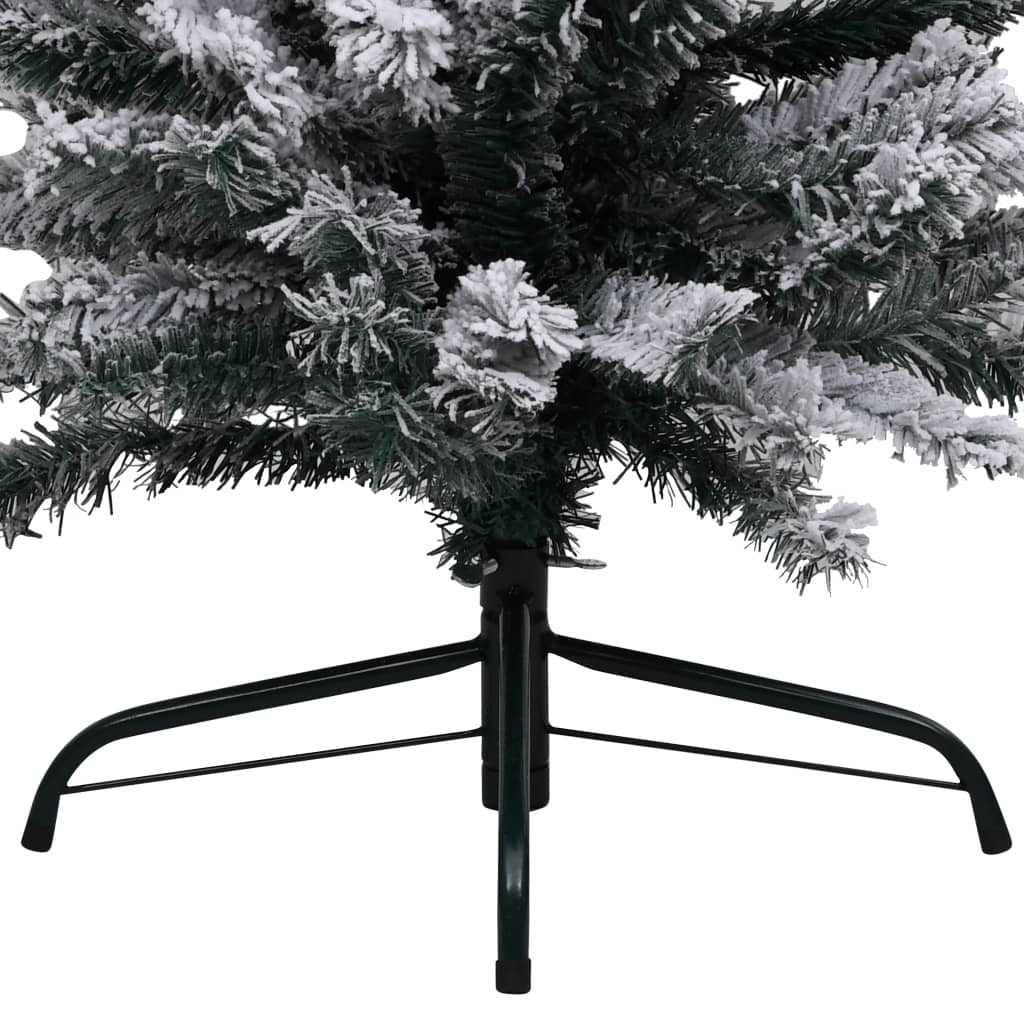 Slim Artificial Christmas Tree with Flocked Snow Green 5 ft PVC