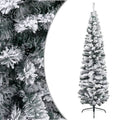 Slim Artificial Christmas Tree with Flocked Snow Green 6 ft PVC