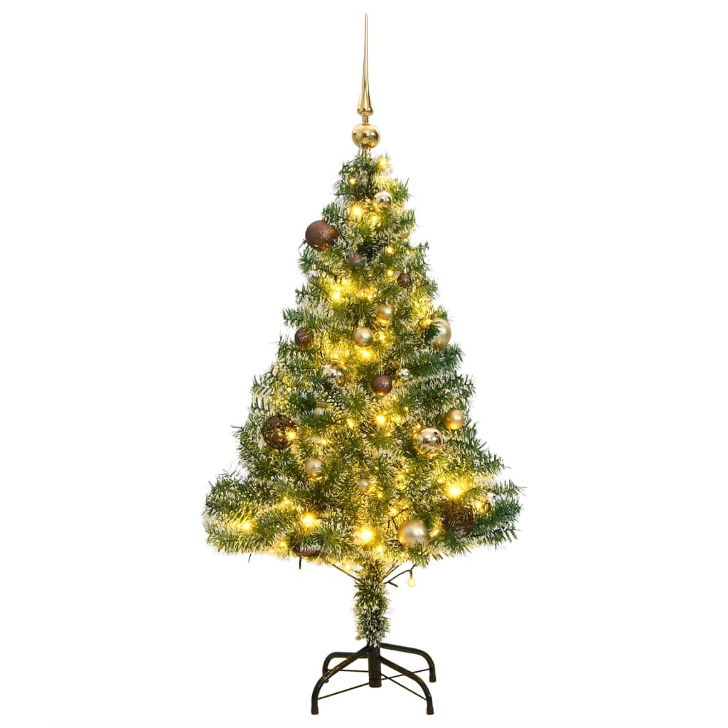 Artificial Christmas Tree 150 LEDs&Ball Set&Flocked Snow 59.1