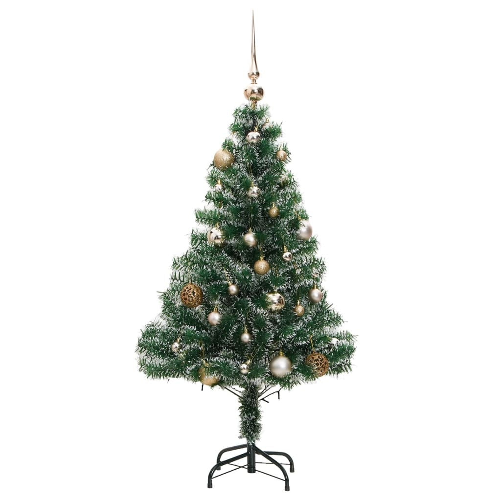 Artificial Christmas Tree 150 LEDs&Ball Set&Flocked Snow 47.2