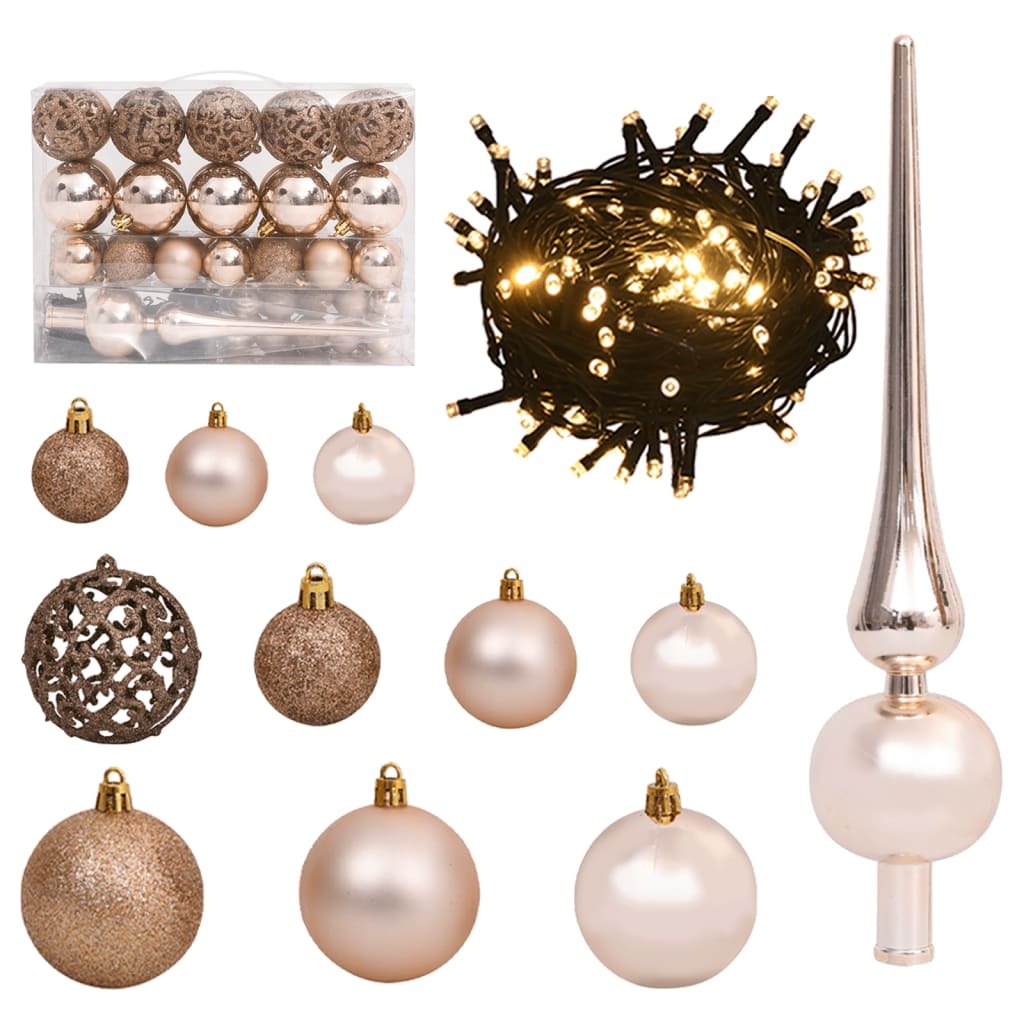 Artificial Christmas Tree 150 LEDs&Ball Set&Flocked Snow 47.2