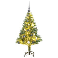 Artificial Christmas Tree 150 LEDs&Ball Set&Flocked Snow 47.2