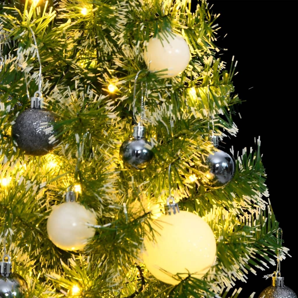 Artificial Christmas Tree 150 LEDs&Ball Set&Flocked Snow 47.2