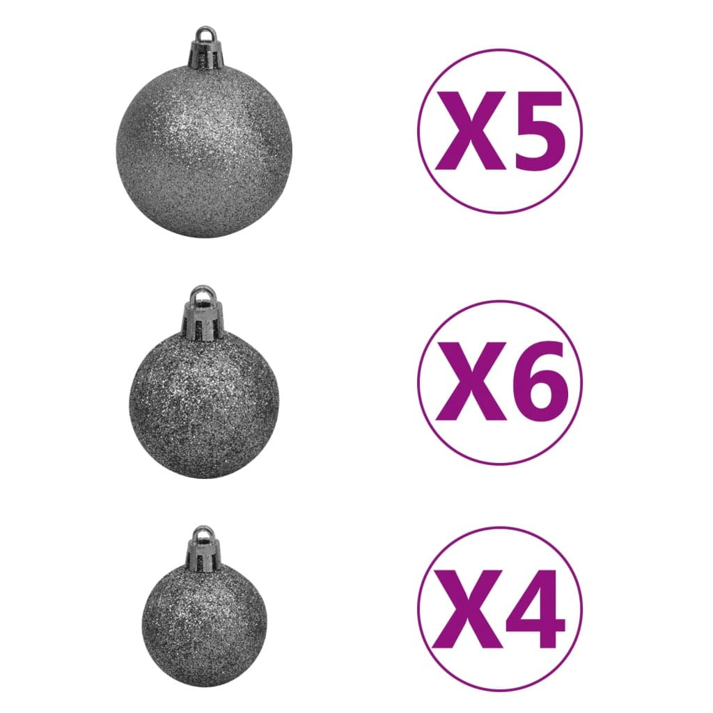 Artificial Christmas Tree 150 LEDs&Ball Set&Flocked Snow 47.2
