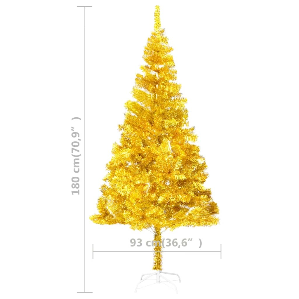 Artificial Christmas Tree with Stand Gold 6 ft PET