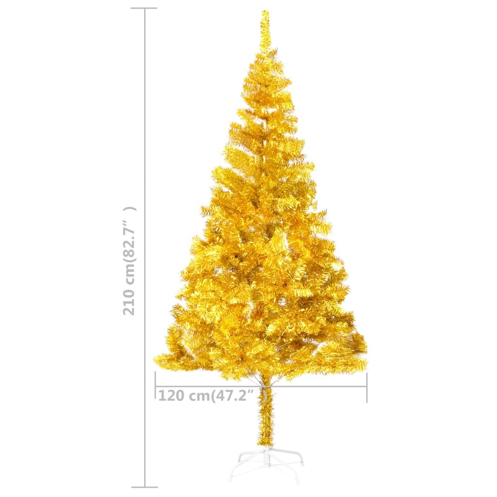 Artificial Christmas Tree with Stand Gold 7 ft PET