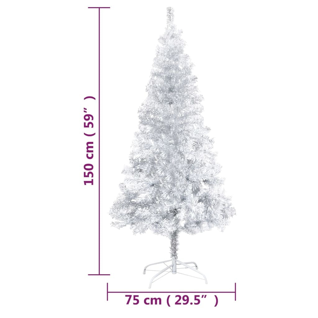 Artificial Christmas Tree with Stand Silver 5 ft PET