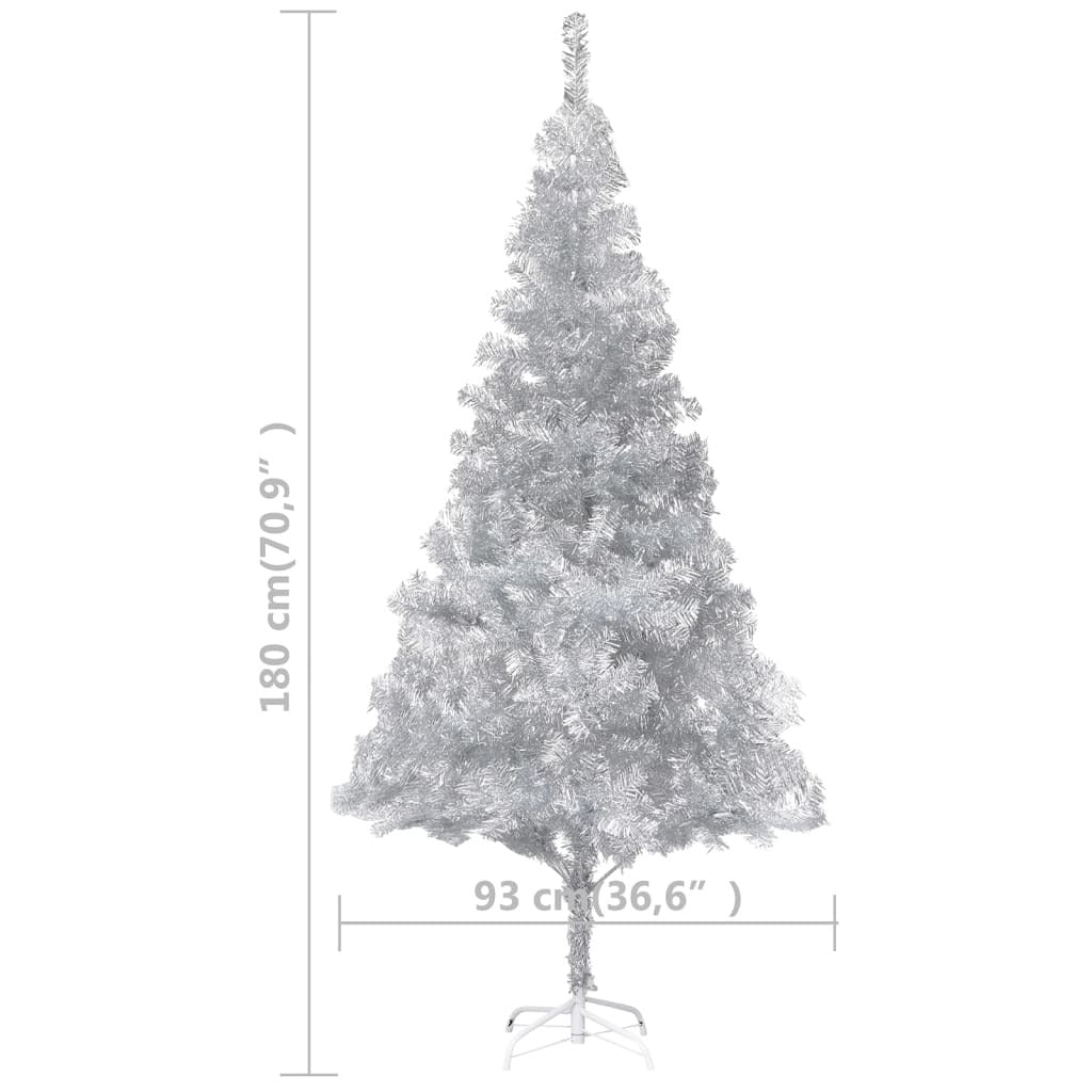 Artificial Christmas Tree with Stand Silver 6 ft PET