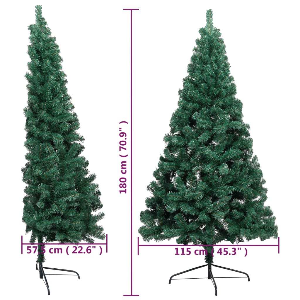 Artificial Half Christmas Tree with Stand Green 6 ft PVC