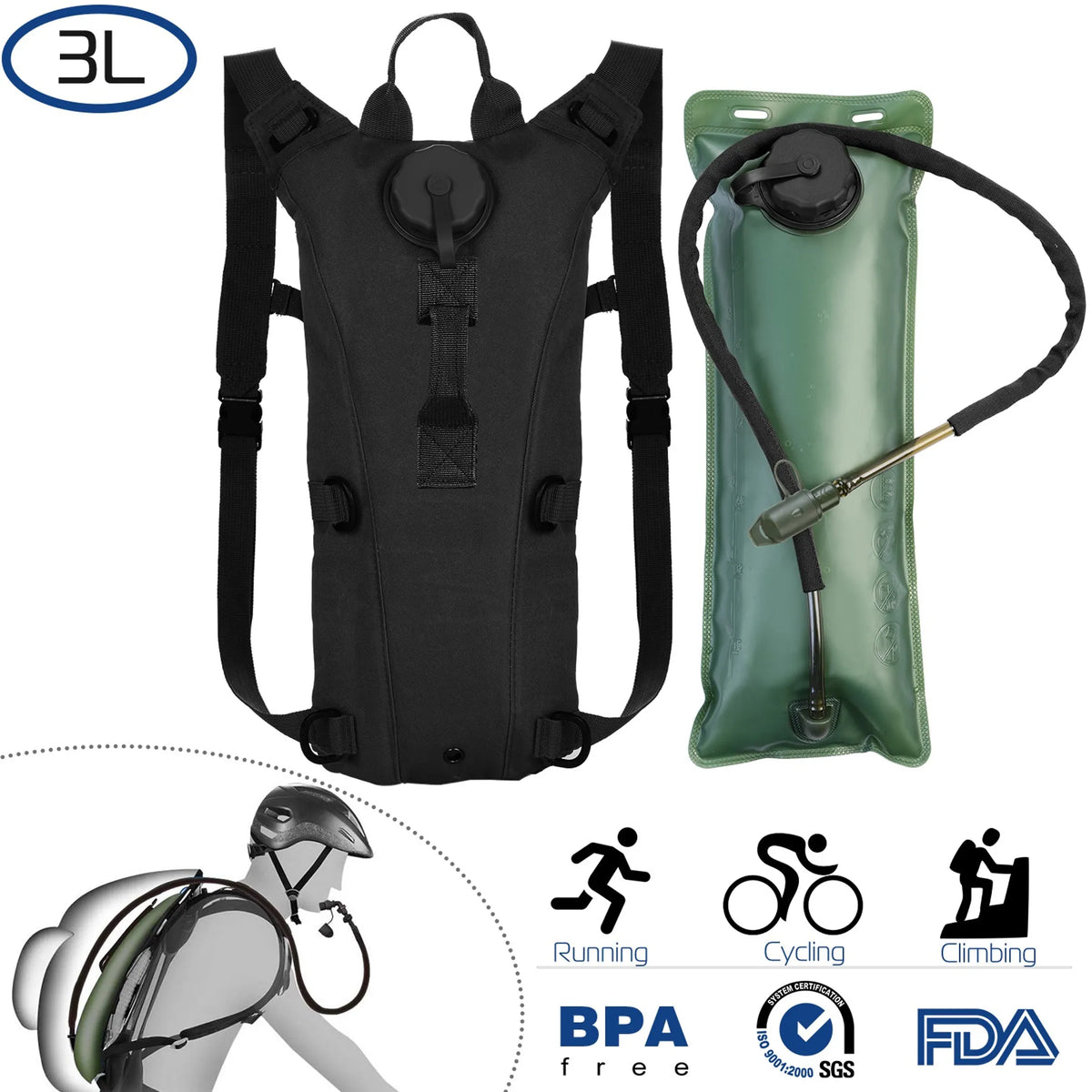 iMounTEK Tactical Hydration Pack 3L Water Bladder