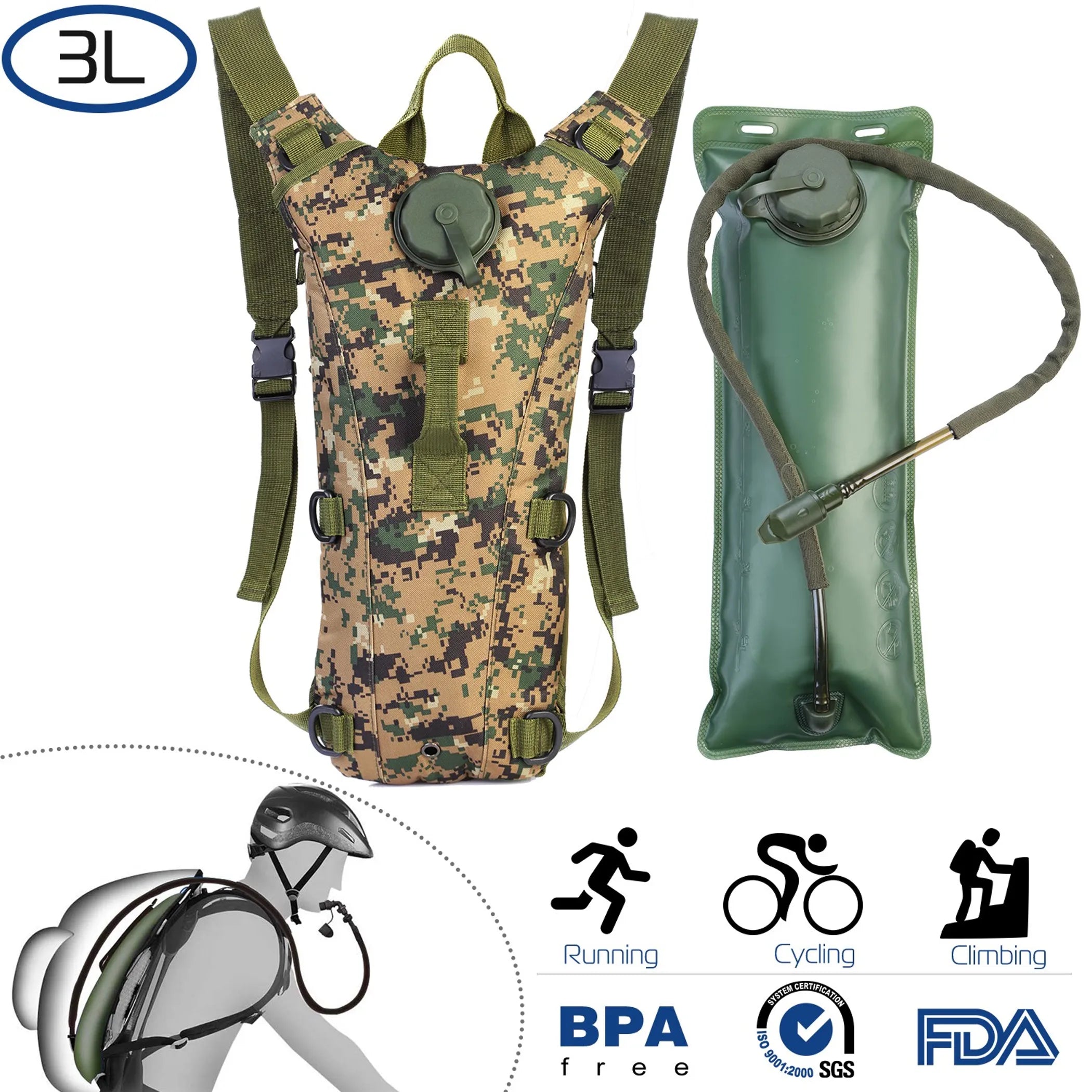 iMounTEK Tactical Hydration Pack 3L Water Bladder
