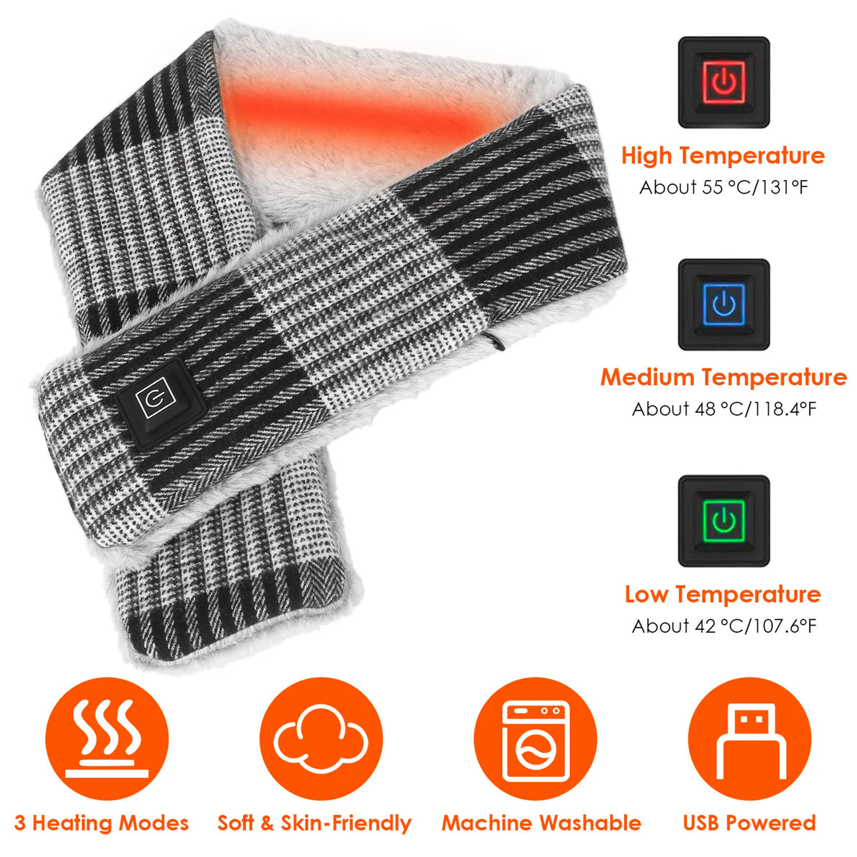 Electric Heated Scarf USB Heating Neck Wrap