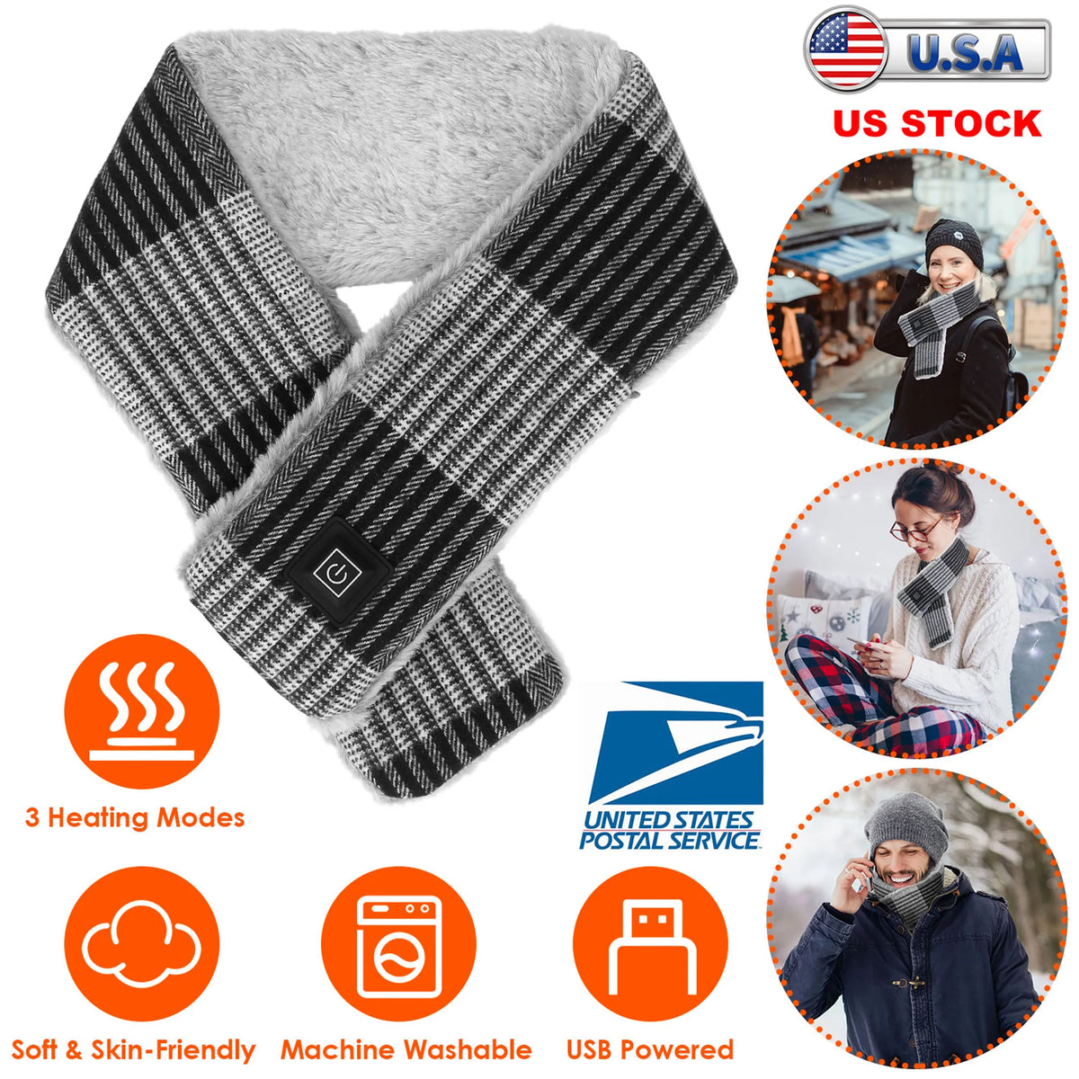 Electric Heated Scarf USB Heating Neck Wrap