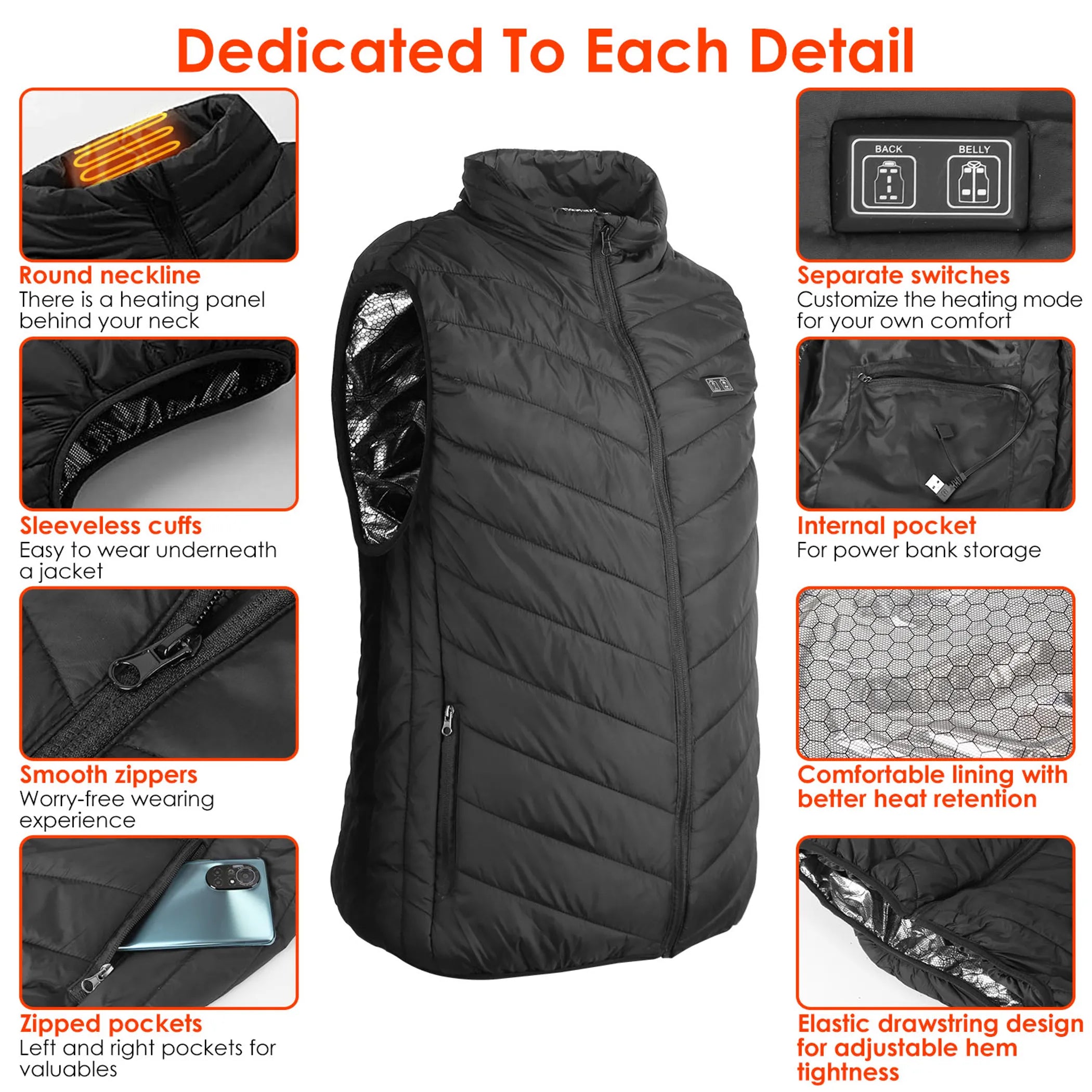Heated Vest Electric USB Jacket