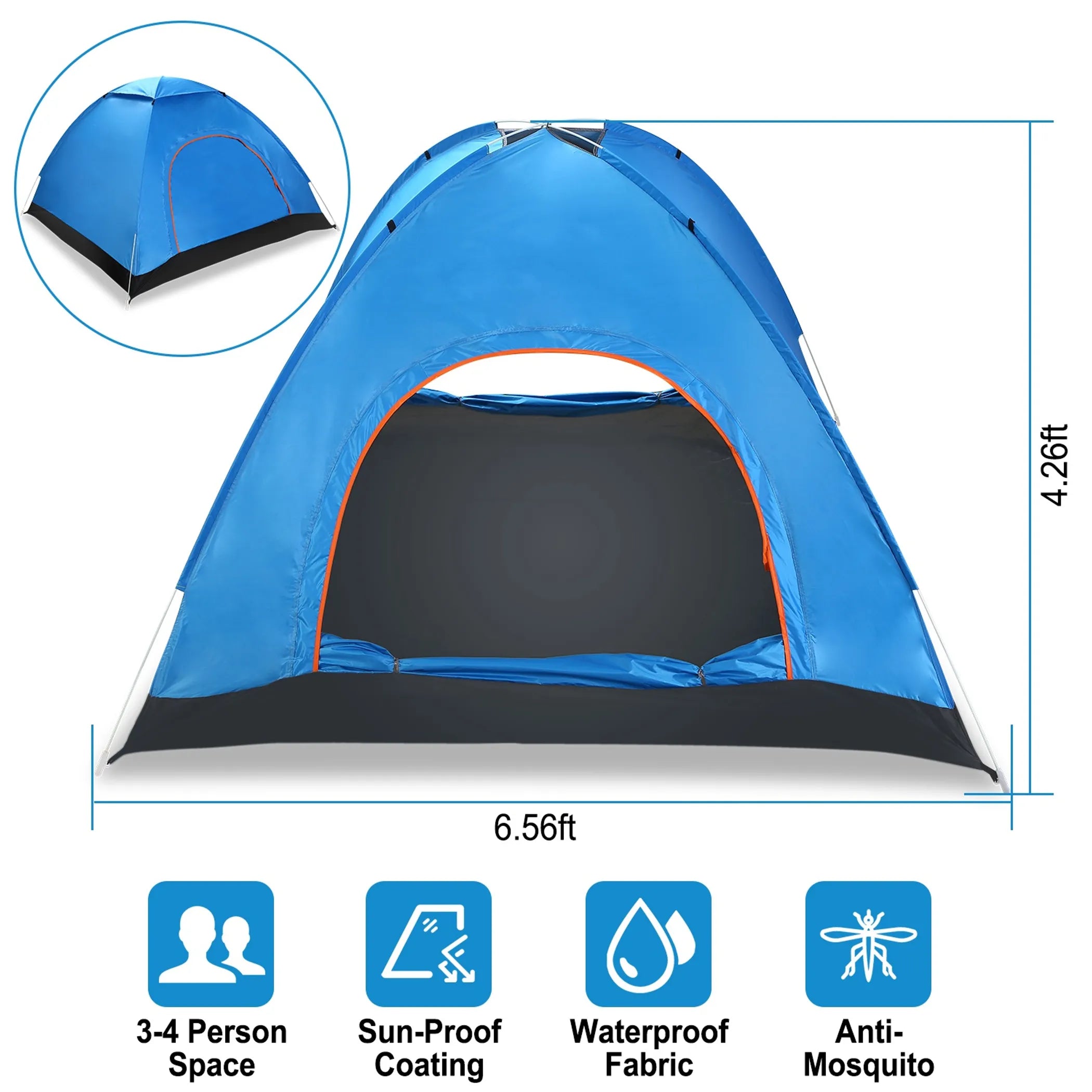 4 Persons Camping Waterproof Tent Pop Up Tent