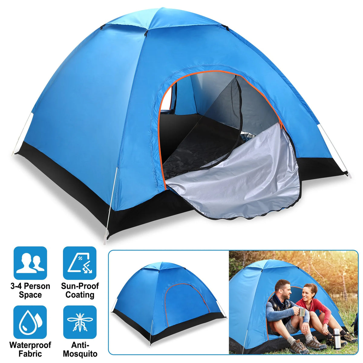 4 Persons Camping Waterproof Tent Pop Up Tent
