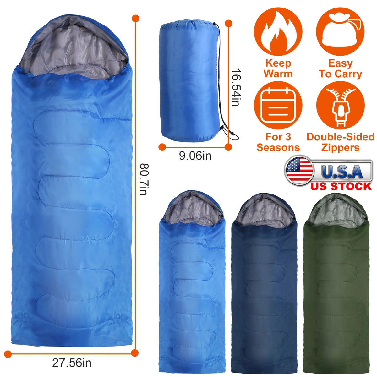 Camping Sleeping Bags for Adults Teens Moisture-Proof Hiking Sleep Bag