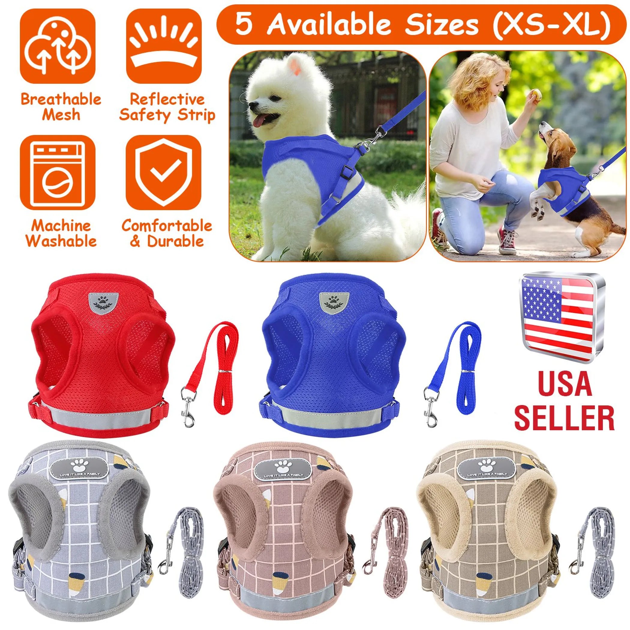 Pet Mesh Harness Dog Leash Set