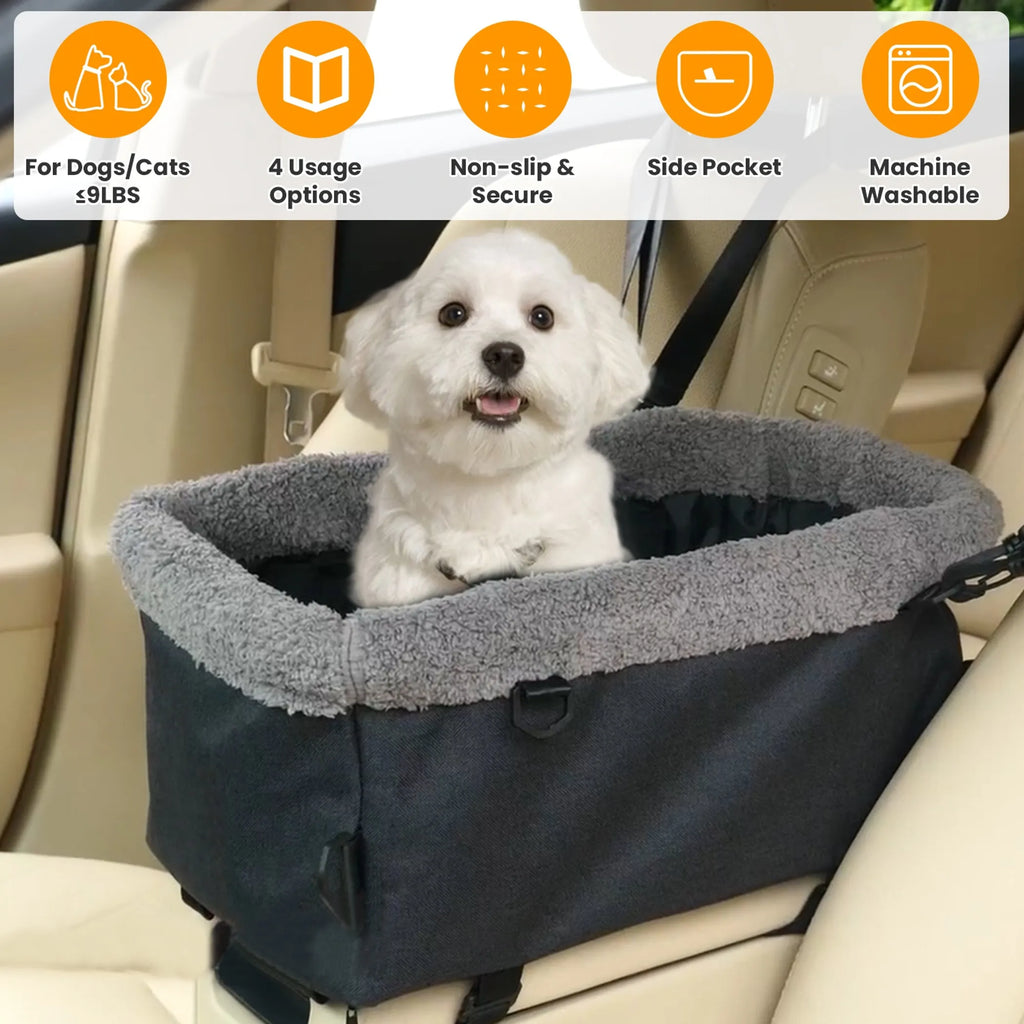 Small Dog Car Seat with Harness Center Console Pet
