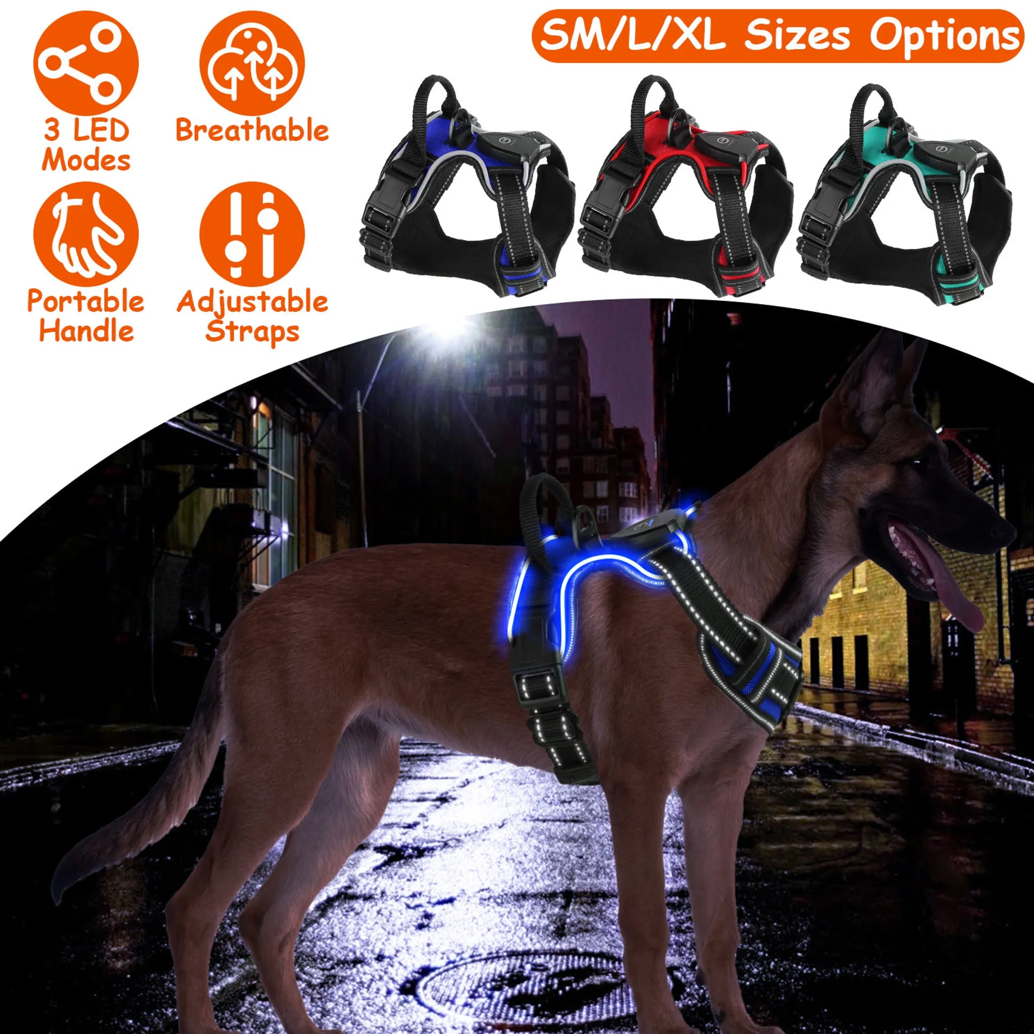 Light Up Dog Harness Rechargeable LED Dog Harness