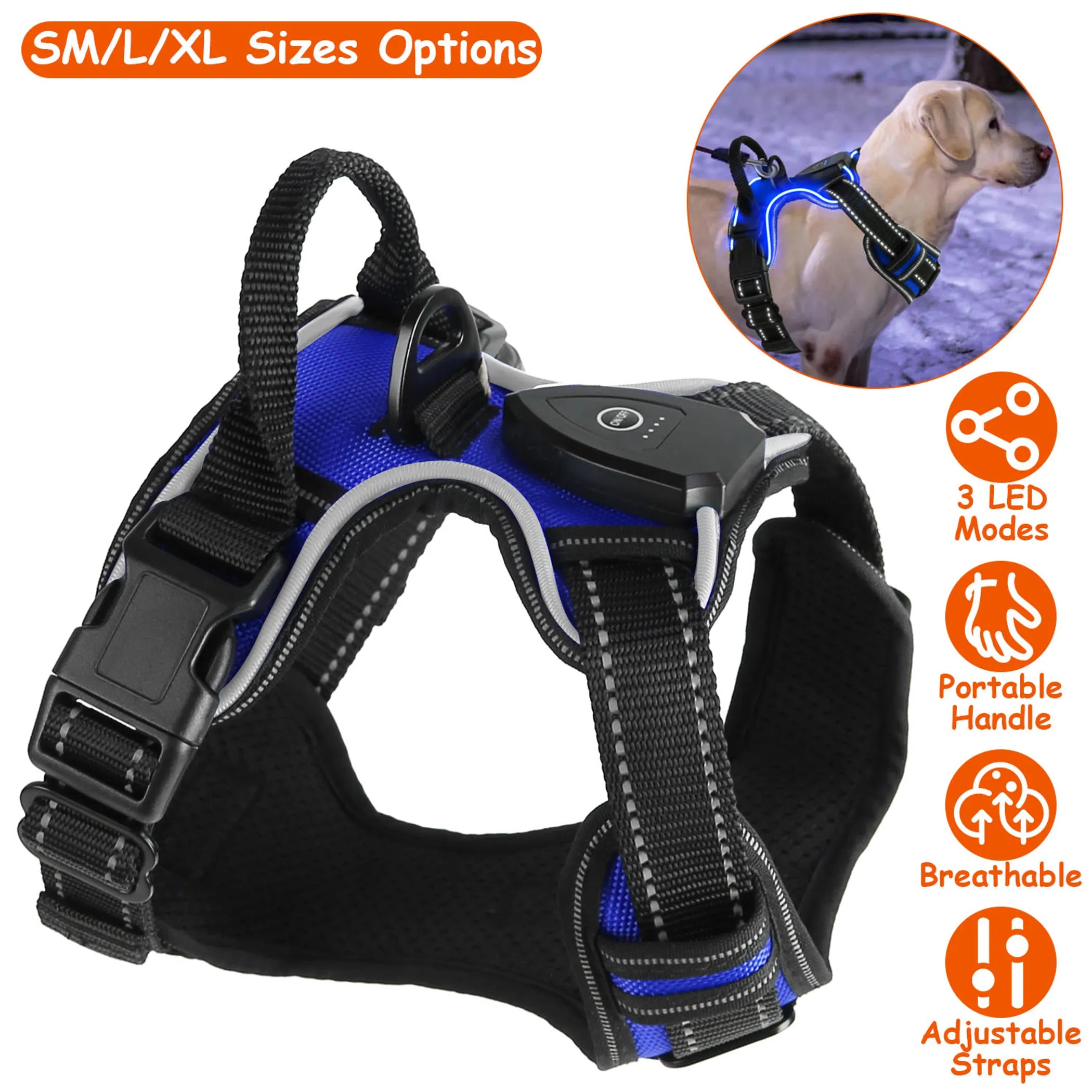 Light Up Dog Harness Rechargeable LED Dog Harness