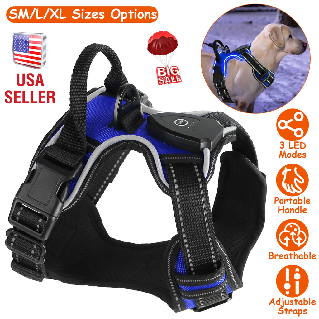Light Up Dog Harness Rechargeable LED Dog Harness