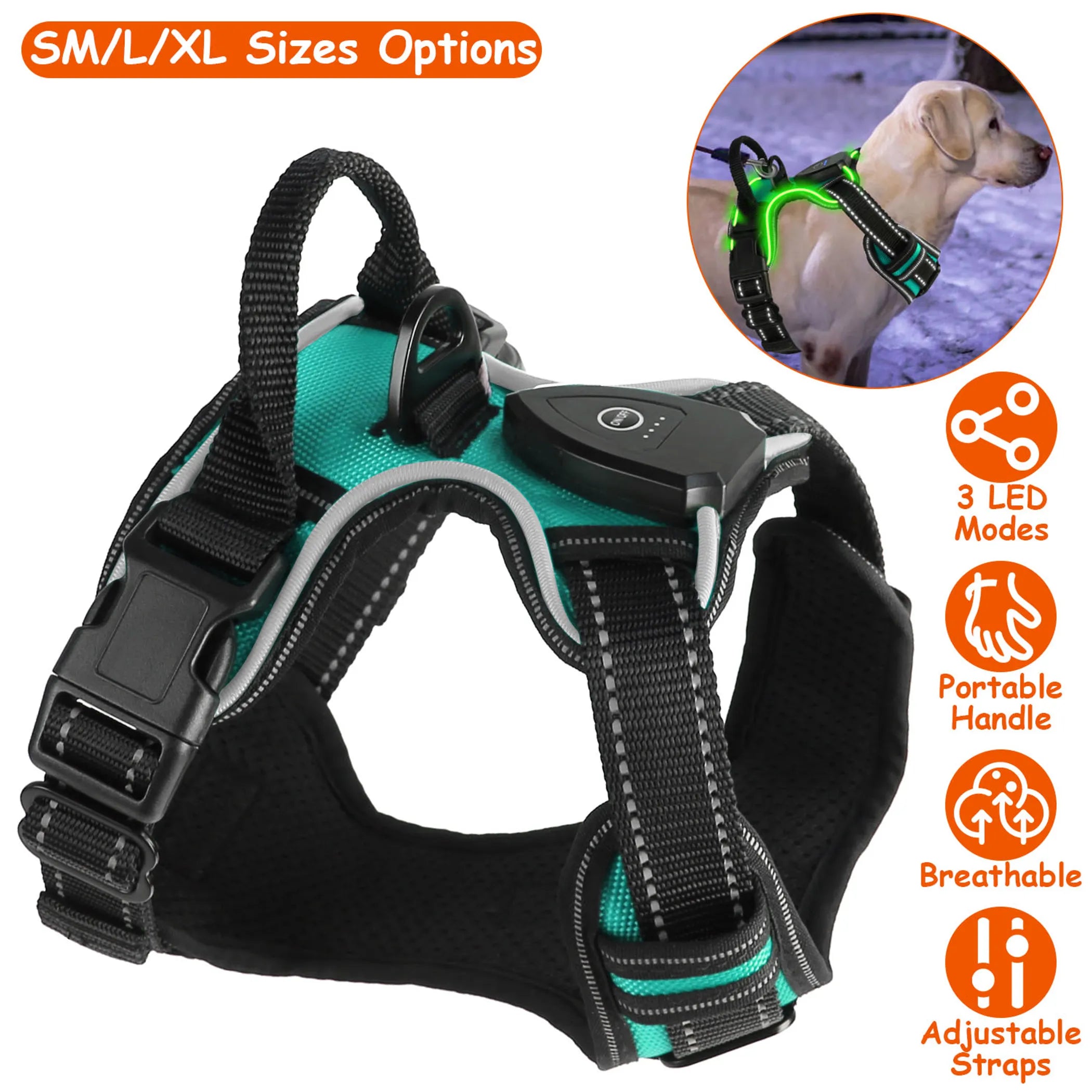 Light Up Dog Harness Rechargeable LED