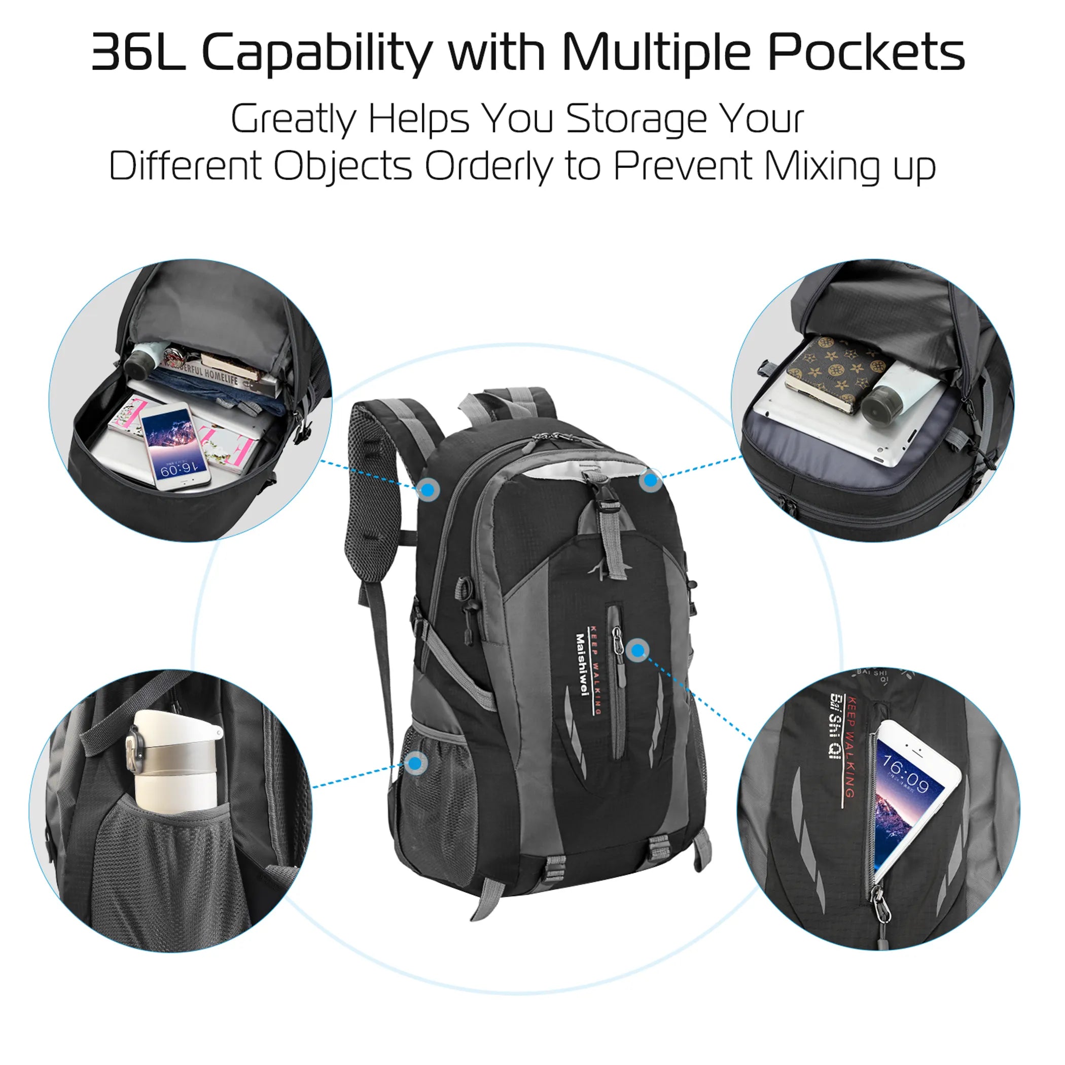 36L Outdoor Backpack Waterproof Daypack