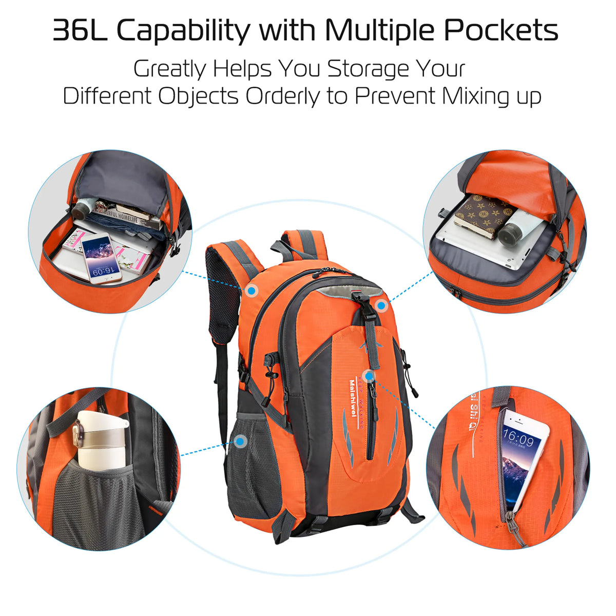 36L Outdoor Backpack Waterproof Daypack Travel