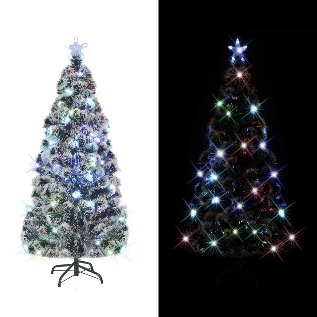 Pre-lit Christmas Tree Green and White 5 ft Fiber Optic
