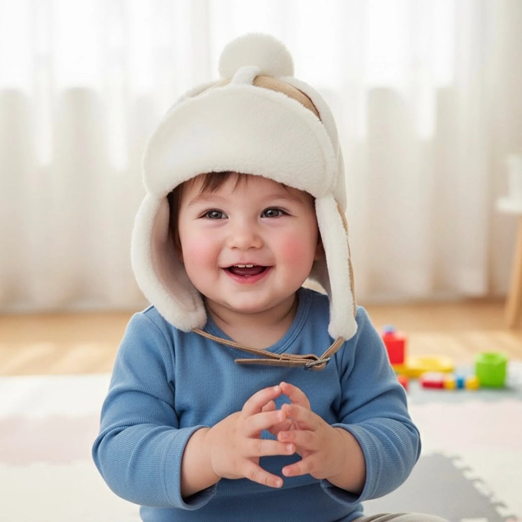 Faux - Fur Winter Hat for Kids- Sherpa Aviator Hat