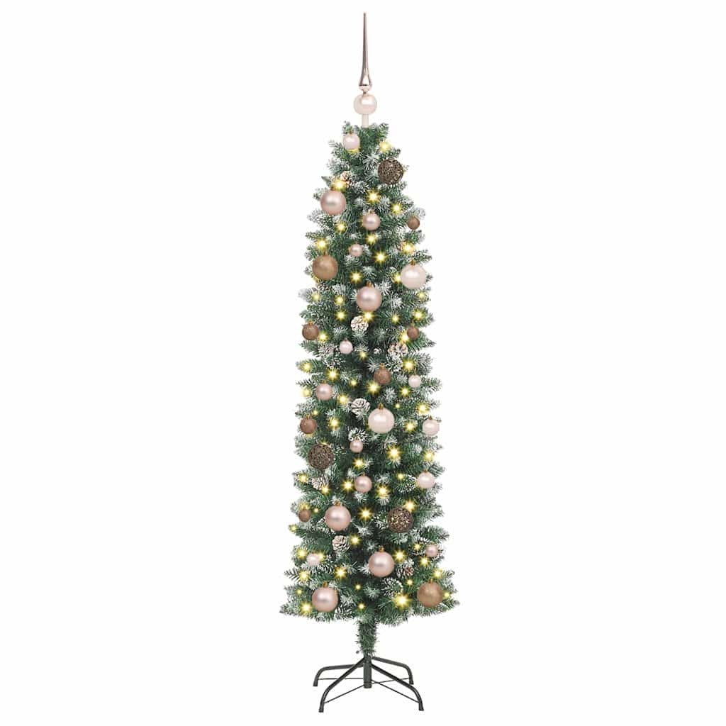 Artificial Slim Christmas Tree Green and White 59.06 in